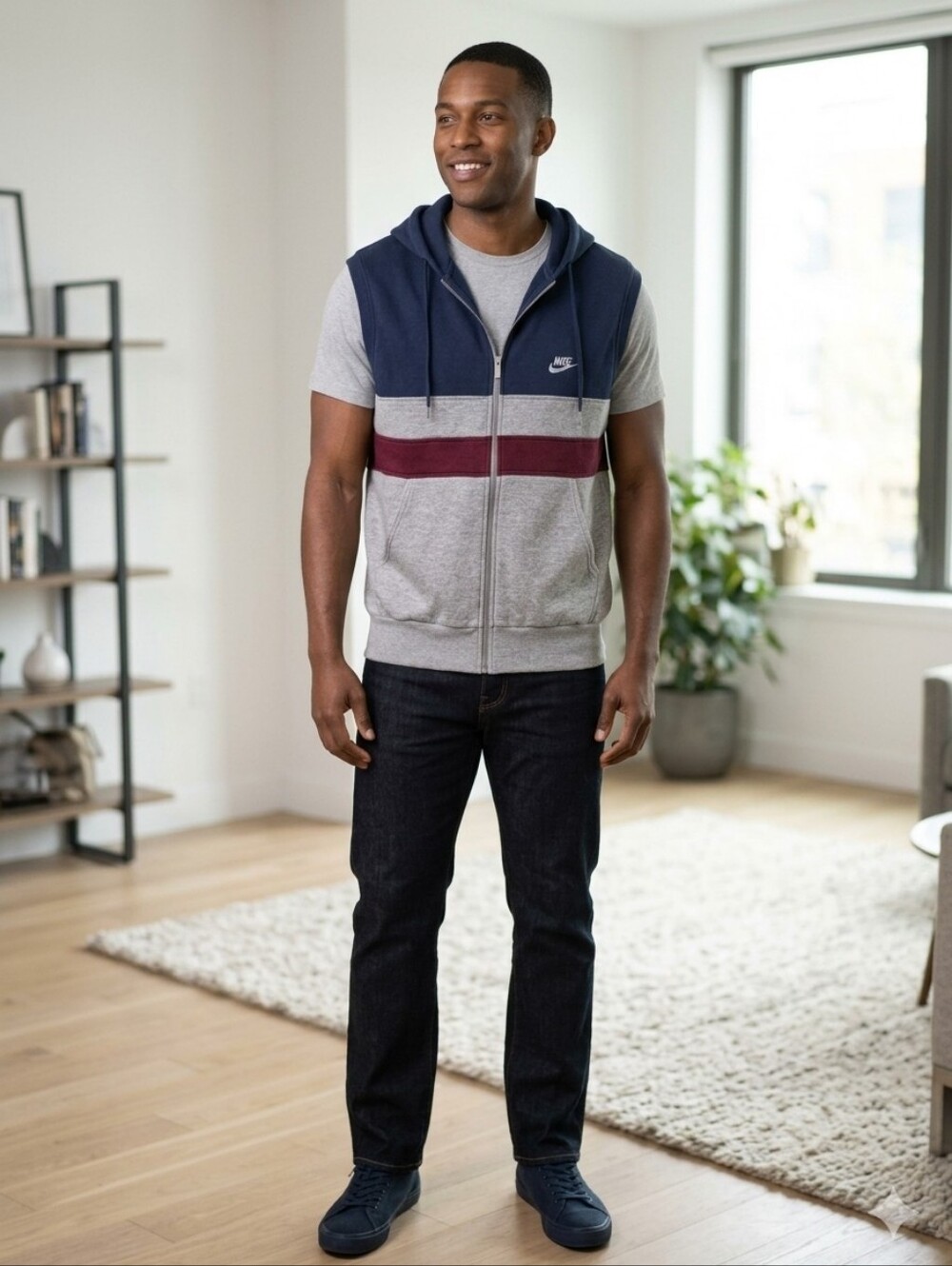 Nike Navy and Gray Sleeveless Vest